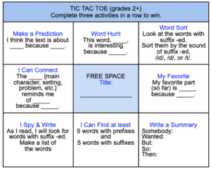 5 Syllable Tic Tac Toe