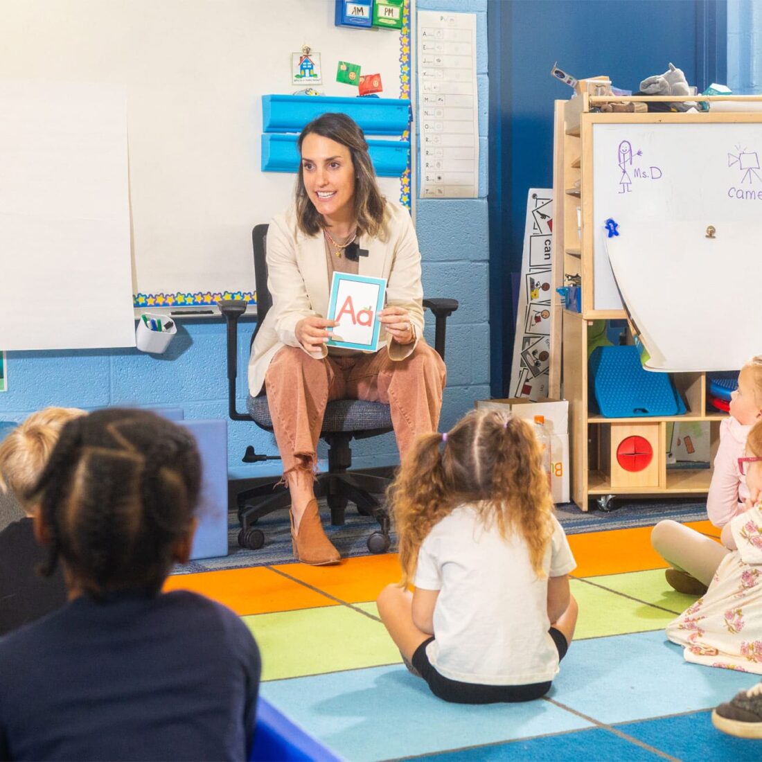 Young students learning the alphabet