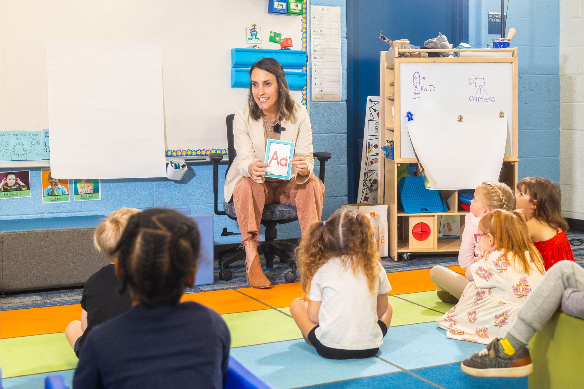Young students learning the alphabet